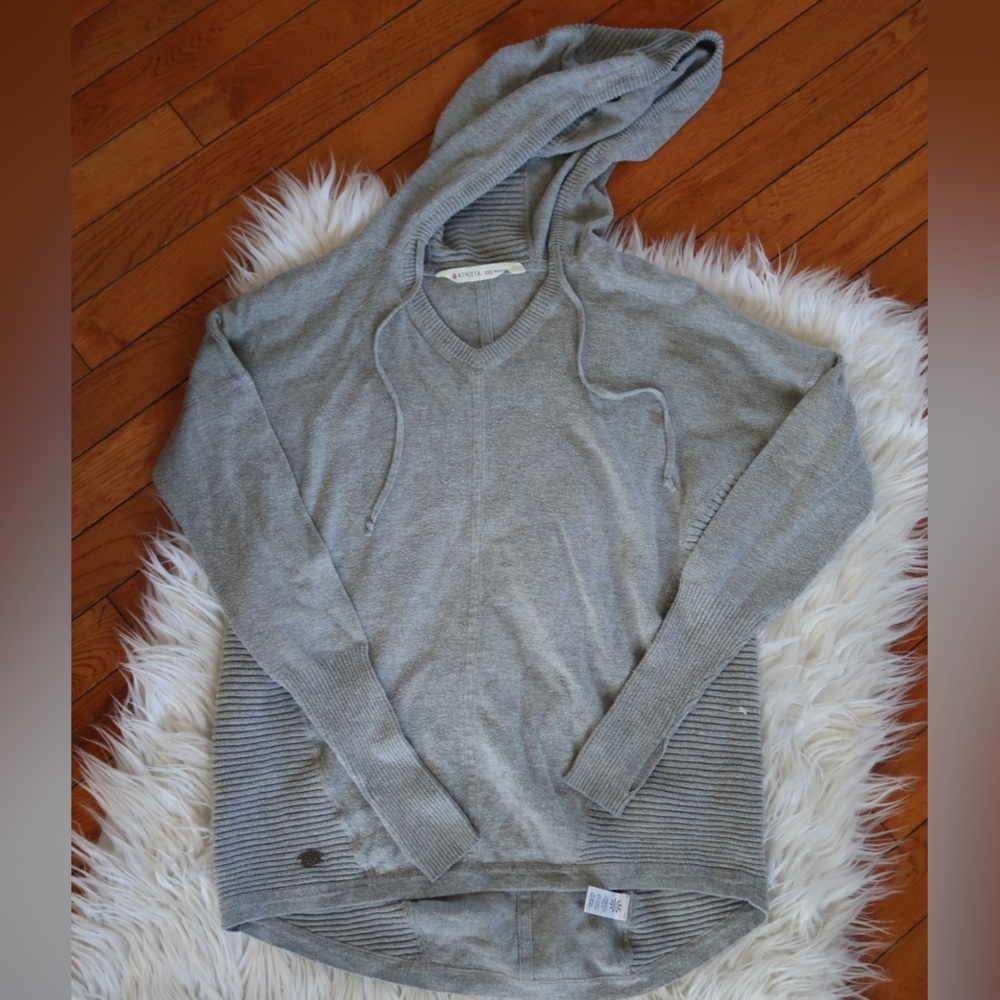 Athleta Light Gray Hooded Crewneck Sweater